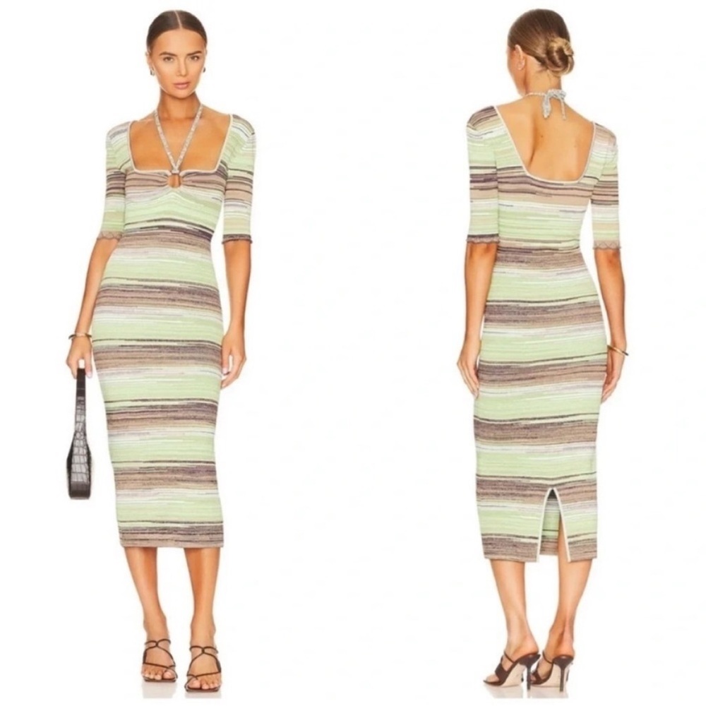 Veronica Beard Striped Multicolor Midi Dress